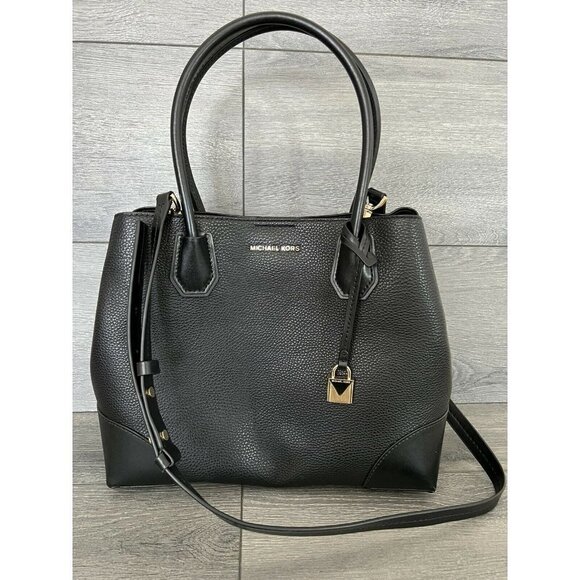 Michael Kors Luggage Leather Mercer Gallery Medium Center Zip Bag Purse $398 - Picture 1 of 5